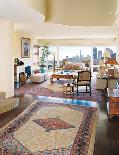 Two rugs with Transamerica Pyramid